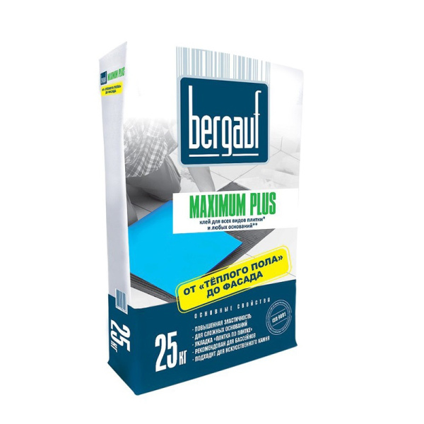 Бергауф Maximum Plus 25 кг Клей для всех видов плитки и любых оснований (С1ТЕ)