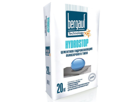 Бергауф Цементная гидроизоляция обмазочного типа Hydrostop, 20 кг  Для внутренних и наружных работ